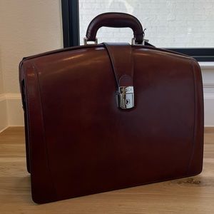 Bosca Partners Briefcase Dark Brown; Bosca Leather Briefcase NIB